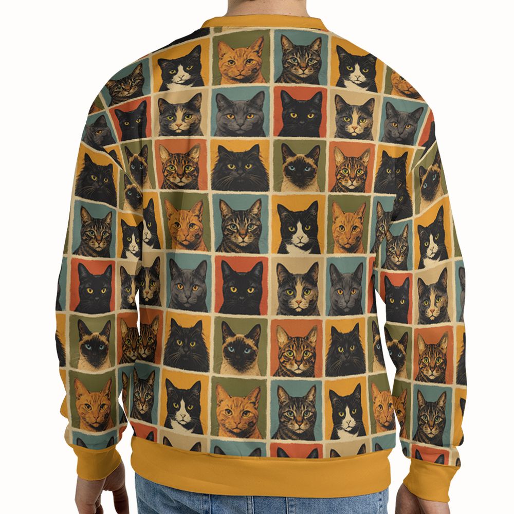 Retro Cat portrait Full Print Sweatshirt -  - 2