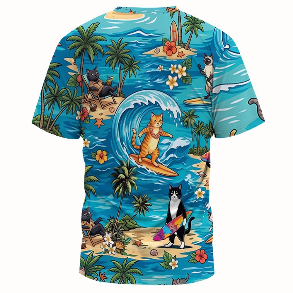 Cats Surfing Full Print Unisex T-Shirt -  - 2