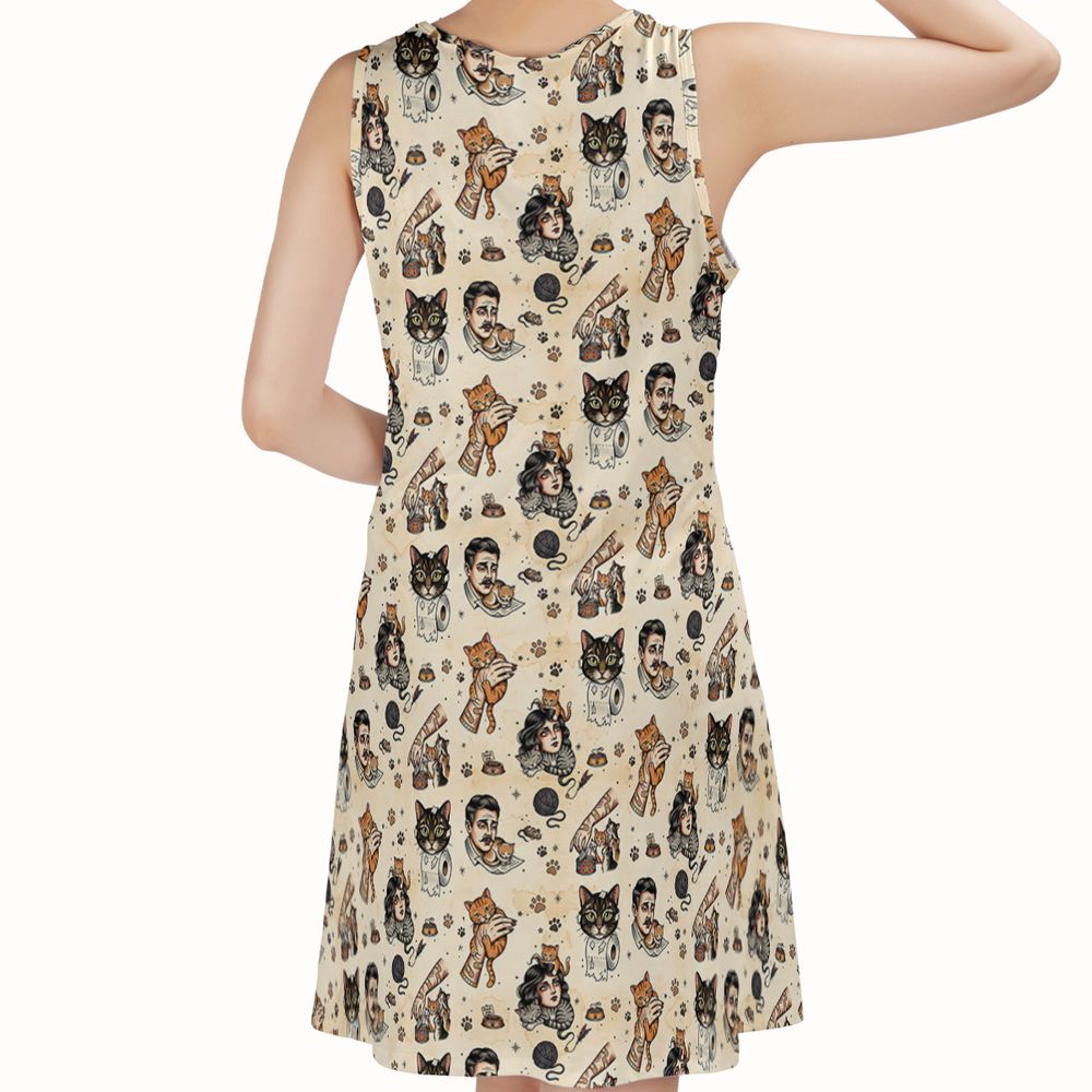 Cat Mom Cat Dad Sleeveless Dress -  - 2