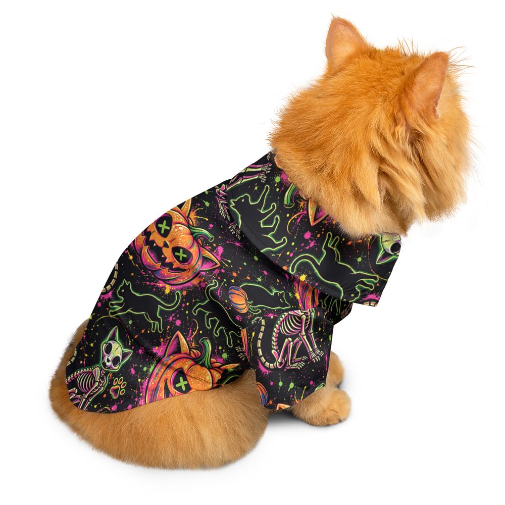 Neon Skeleton Cats & Pumpkins -  - 2