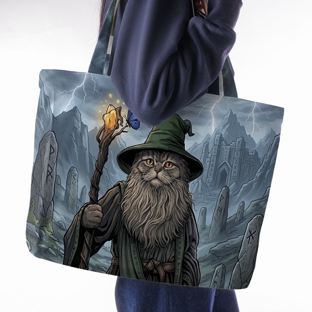 Wizard Cat Large Tote Bag -  - 2