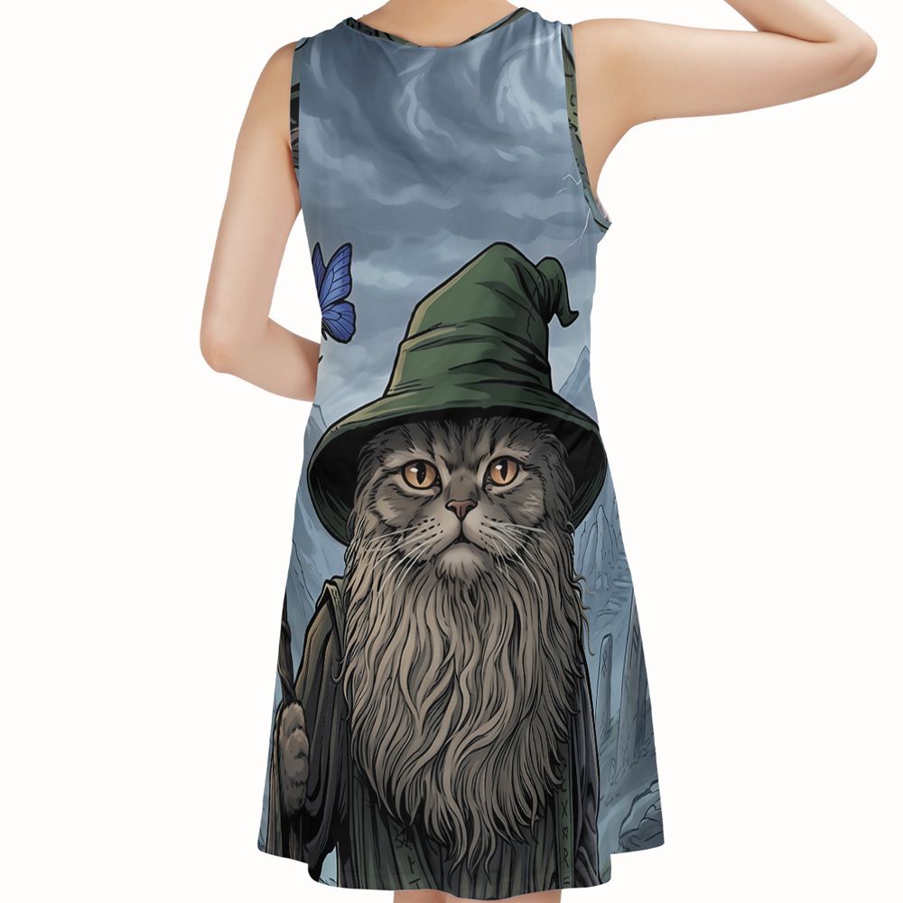Wizard Cat Sleeveless Dress -  - 2