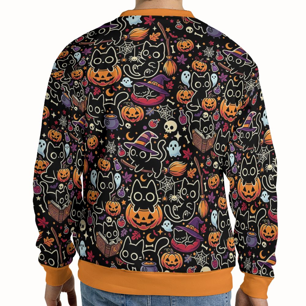 Black Cat and Pumpkin Full Print Sweatshirt -  - 2