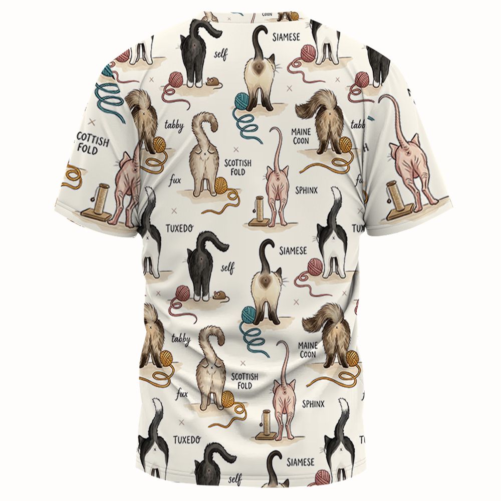 Funny Cat Butts Breed Chart Full Print Unisex T-Shirt -  - 2