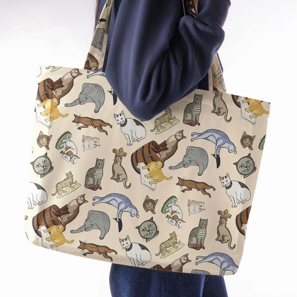 Medieval Cat Art Large Tote Bag -  - 2