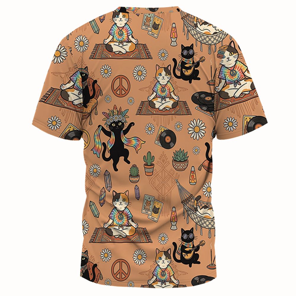 Hippie and Cat Full Print Unisex T-Shirt -  - 2