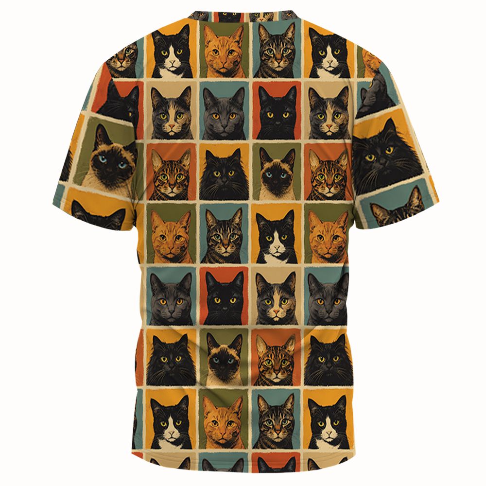Retro Cat portrait Full Print Unisex T-Shirt -  - 2