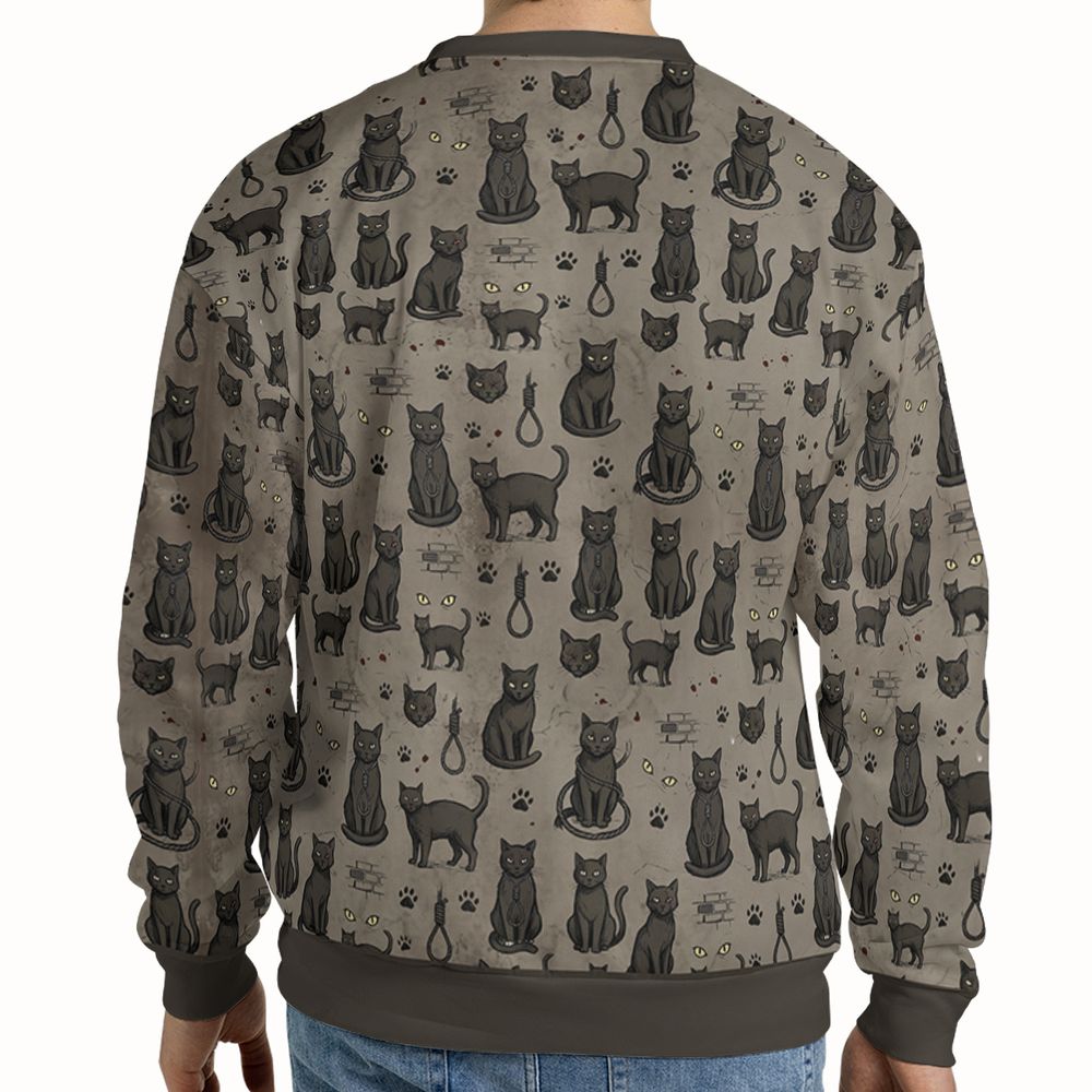 The black cat One eye Cat Full Print Sweatshirt -  - 2