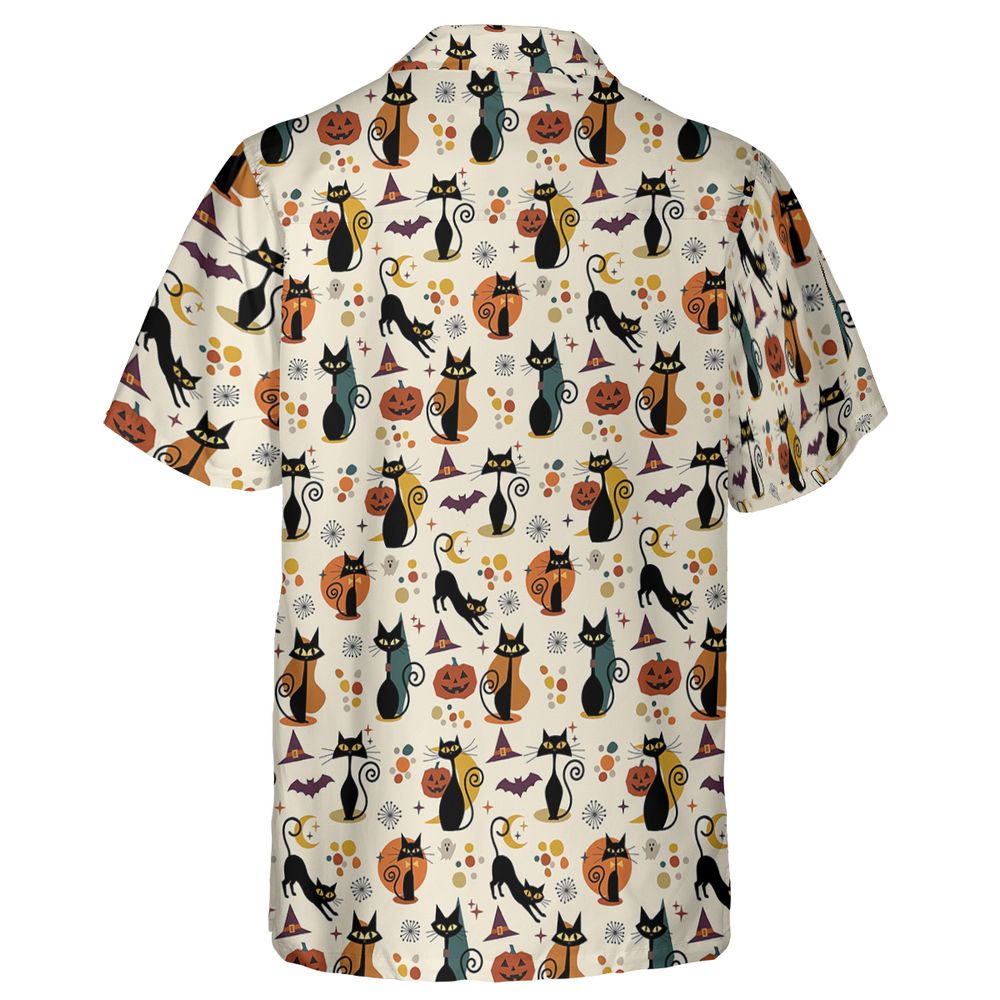 Mid Century Atomic Black Cats Hawaiian Shirt -  - 2