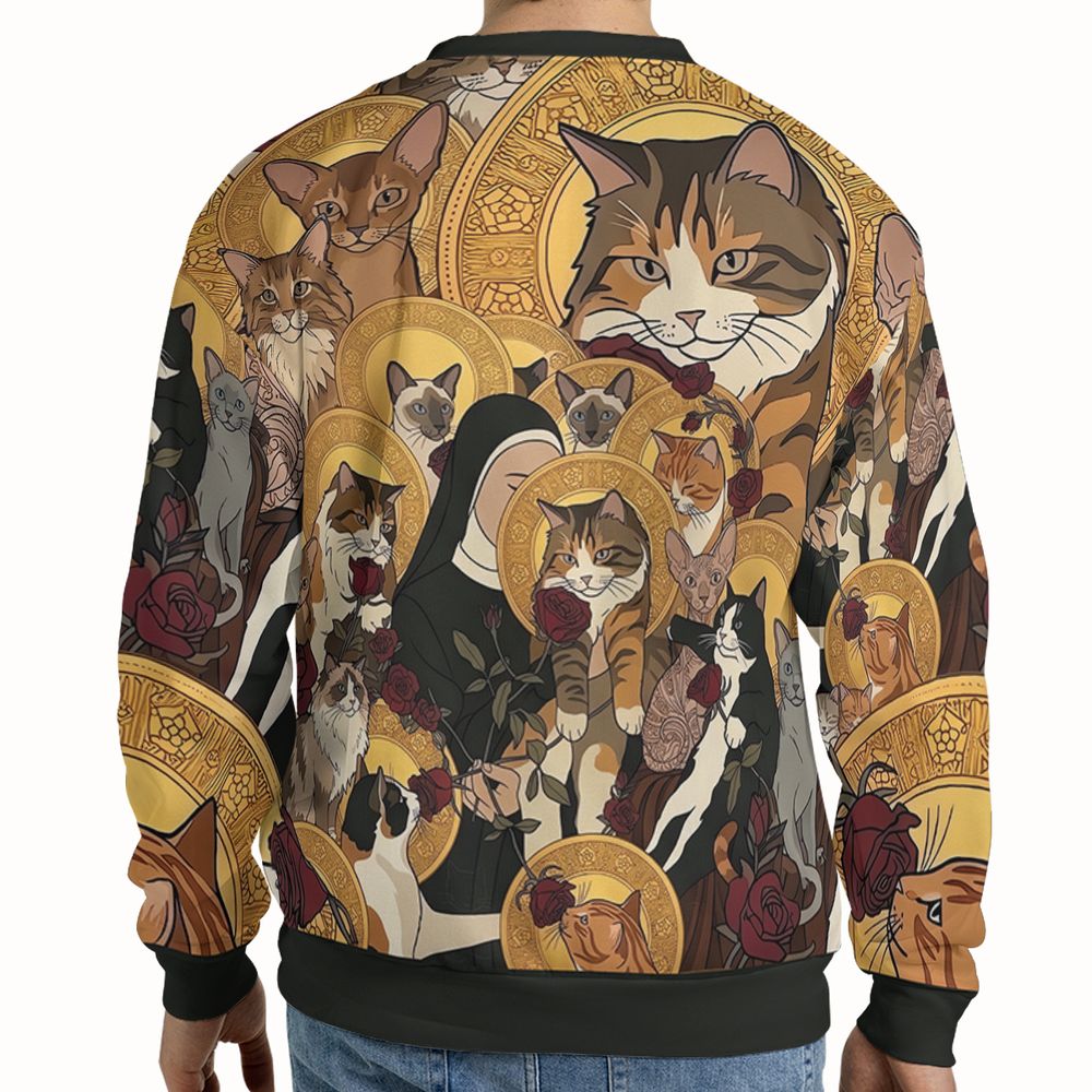 Sacred Feline Renaissance Art Full Print Sweatshirt -  - 2