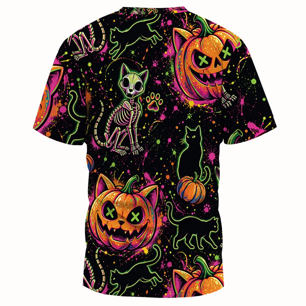 Neon Skeleton Cats & Pumpkins -  - 2