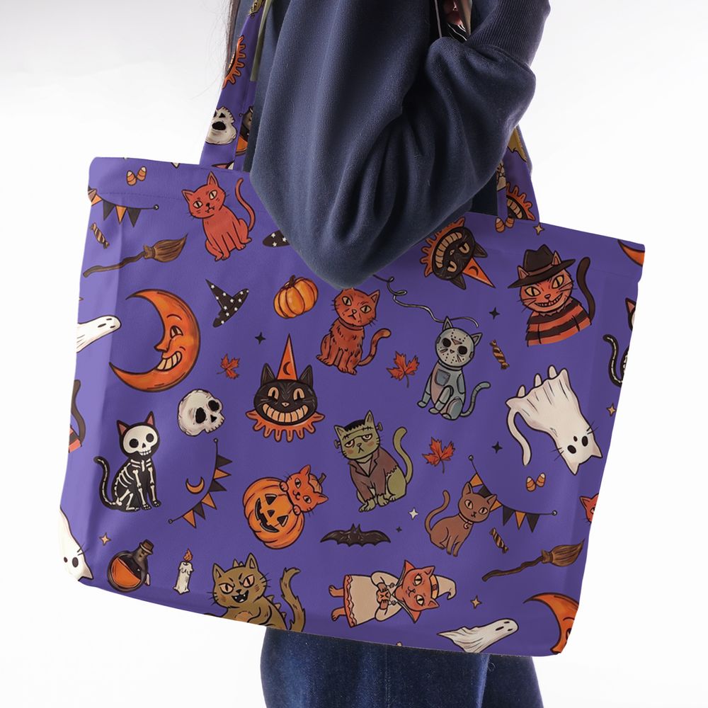 Retro Halloween Cats Purple -  - 2