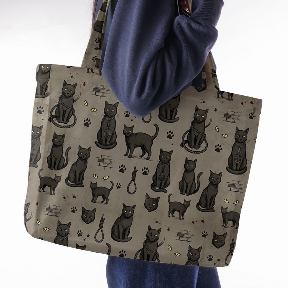 The black cat One eye Cat Large Tote Bag -  - 2