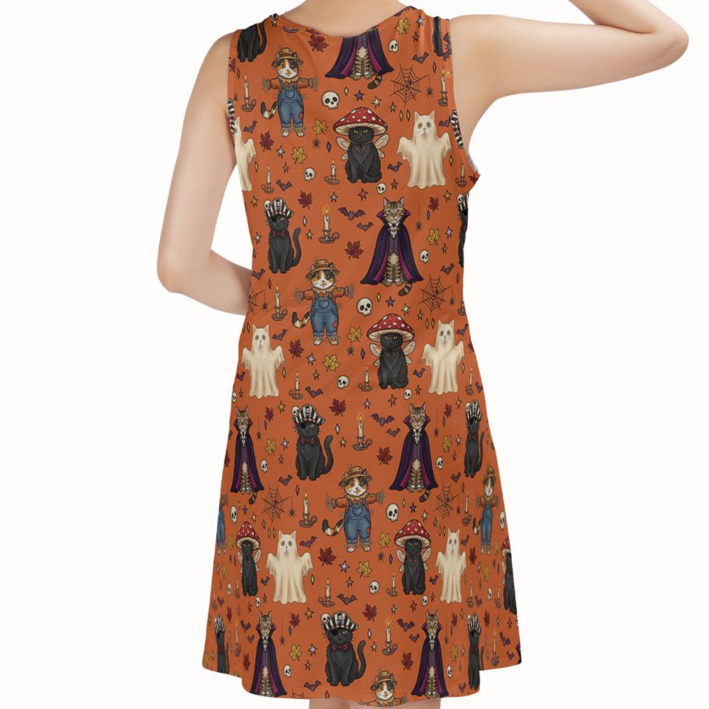 Feline Fright Fest Sleeveless Dress -  - 2