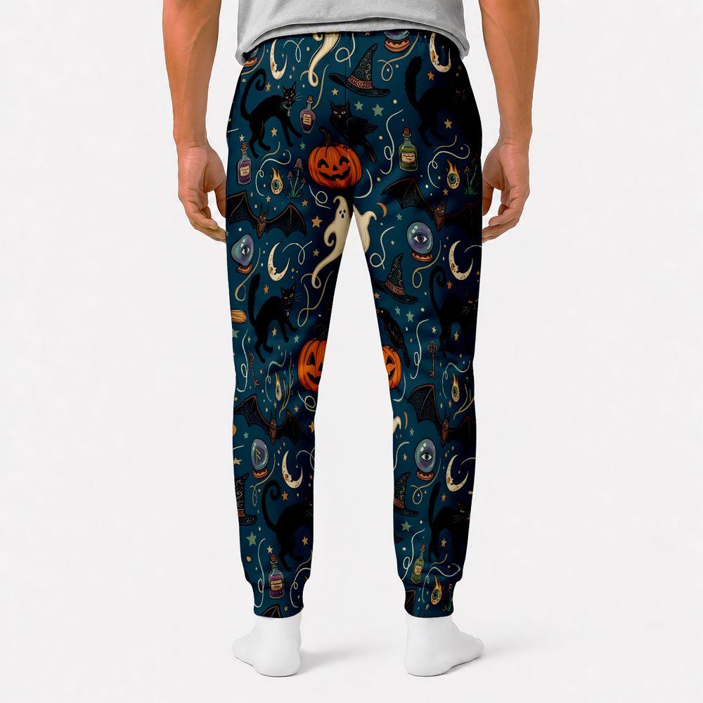 Magical Black Cat & Spooky Night Halloween Sweatpants -  - 2