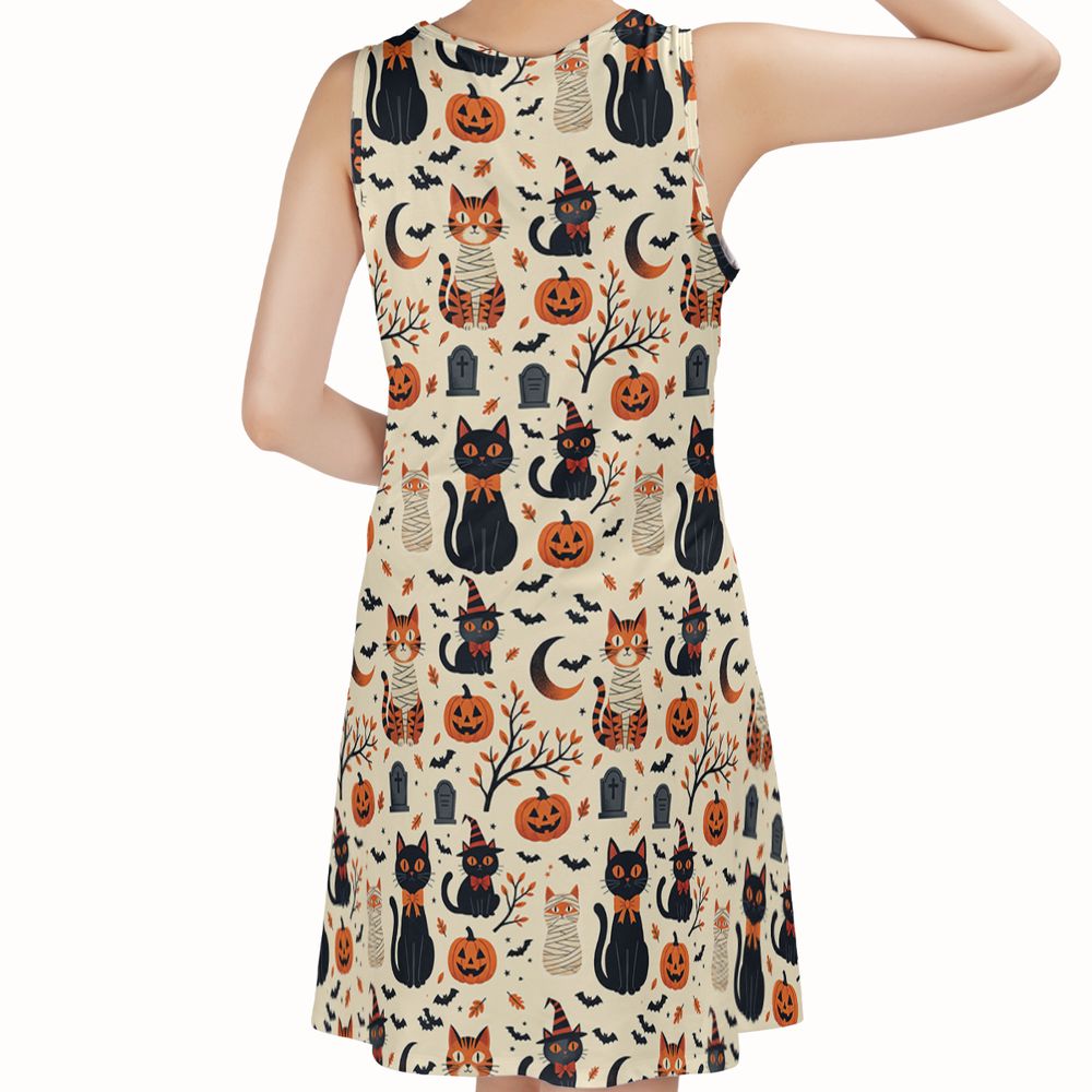 Vintage Halloween Witch & Mummy Cats -  - 2