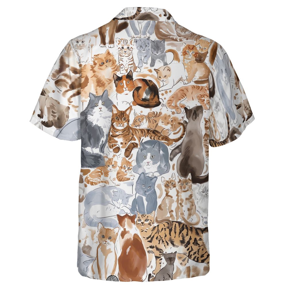 Watercolor cat Hawaiian Shirt -  - 2