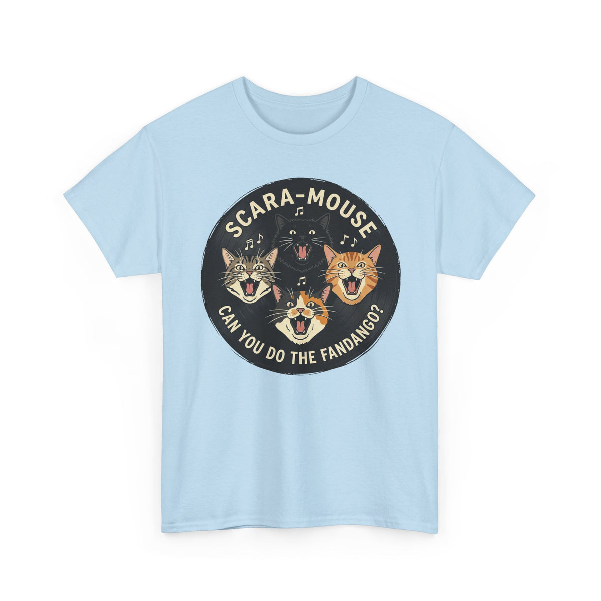 Scaramouse Cat Band Tee “Scara-Mouse: Can You Do the Fandango?” Vintage Rock Cat T-Shirt