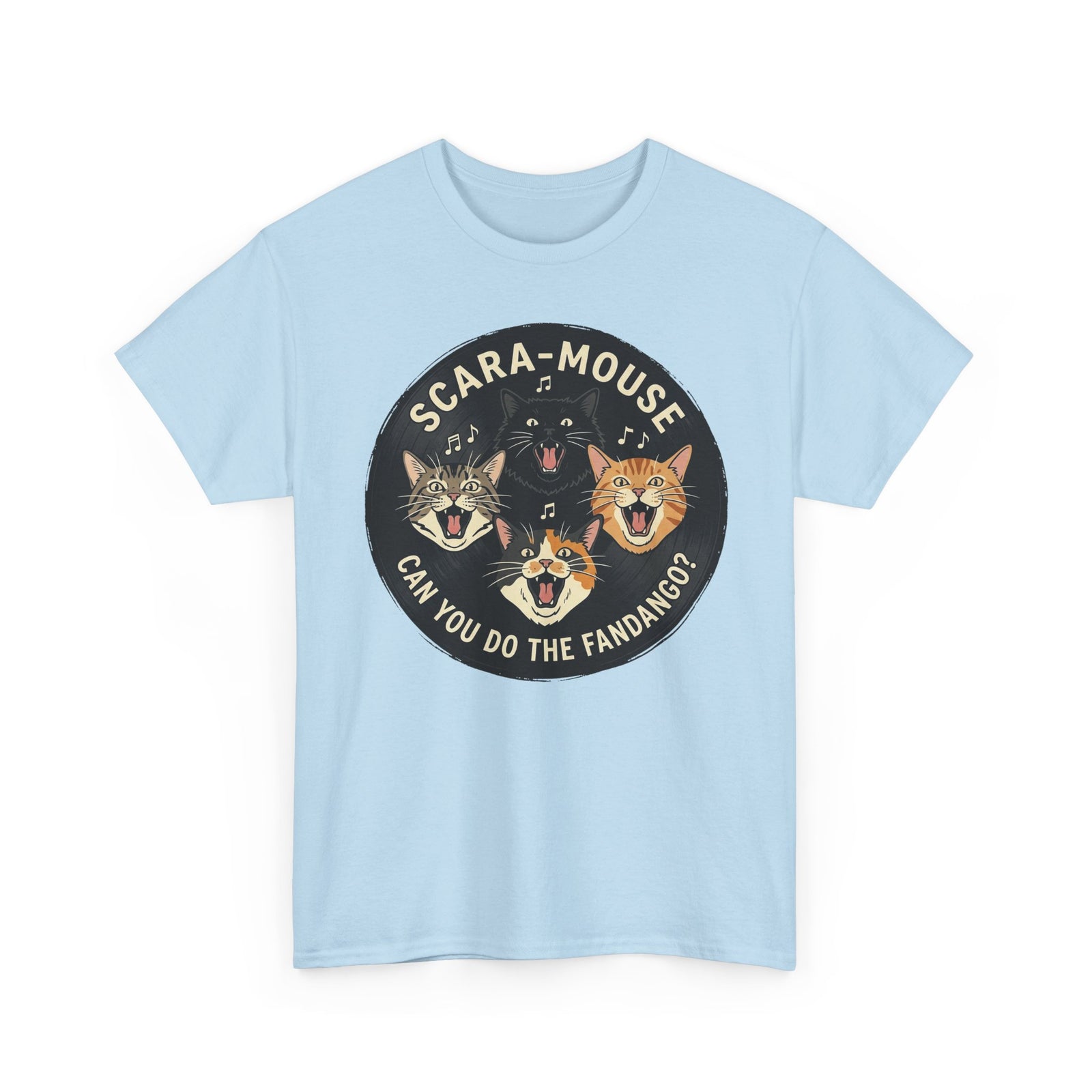 Scaramouse Cat Band Tee “Scara-Mouse: Can You Do the Fandango?” Vintage Rock Cat T-Shirt