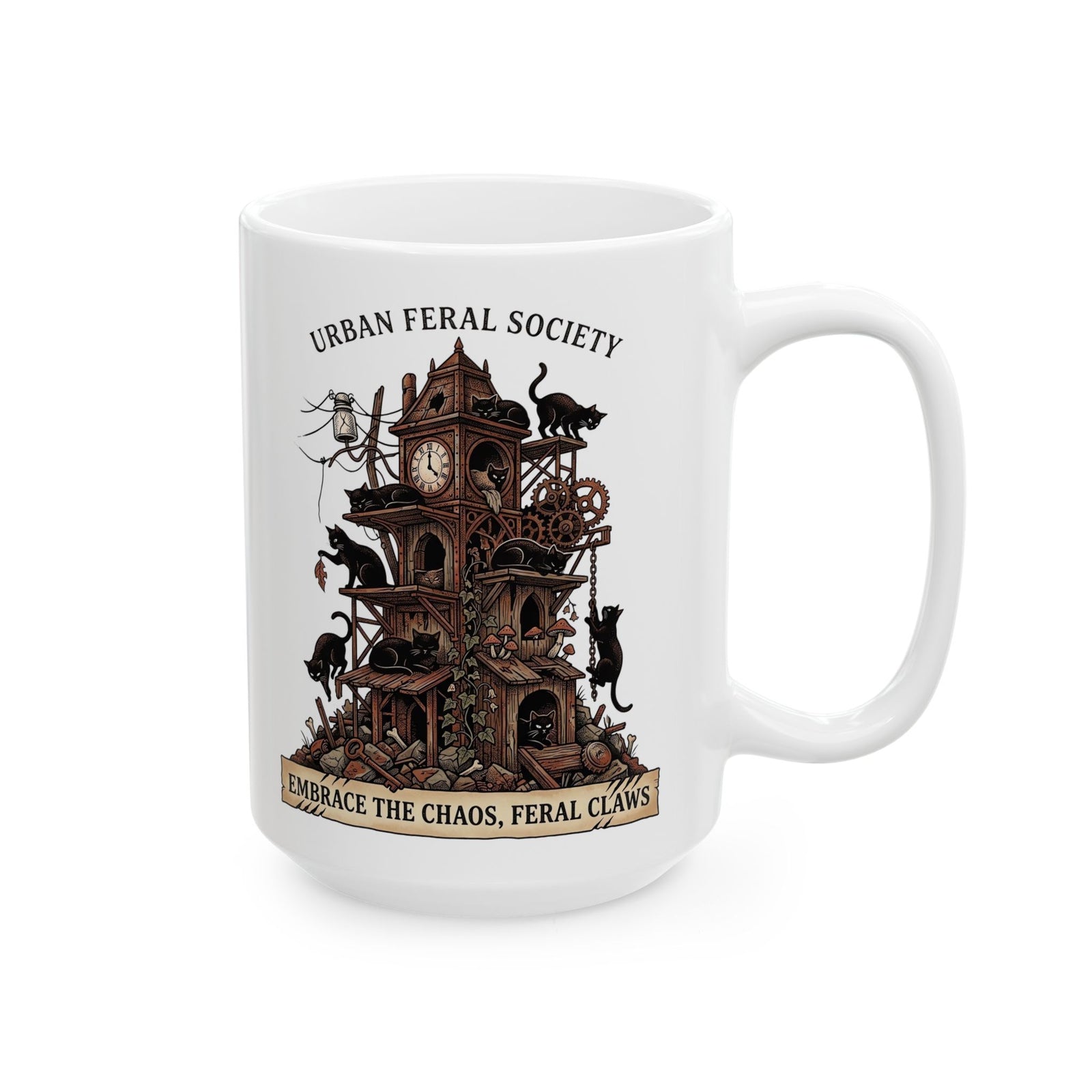 Black Cats Urban Feral Society Ceramic Mug