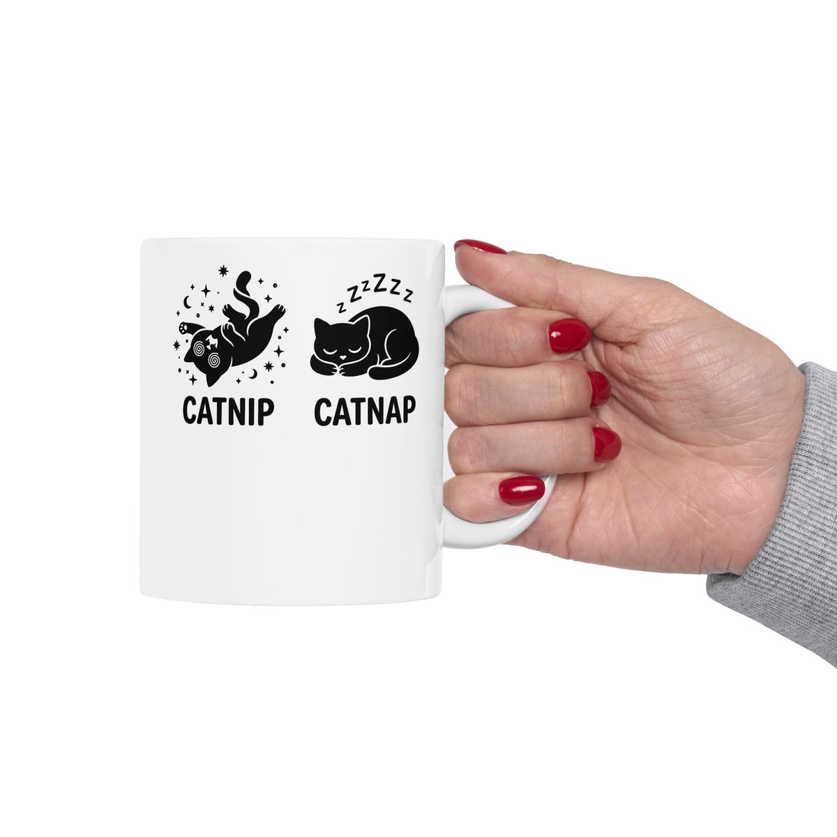 Catnip Catnap Cat Ceramic Mug — Cute Cat Nap Graphic Mug