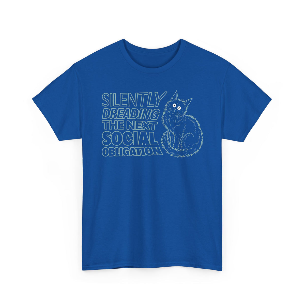 Introvert Cat T-Shirt — "Silently Dreading the Next Social Obligation"