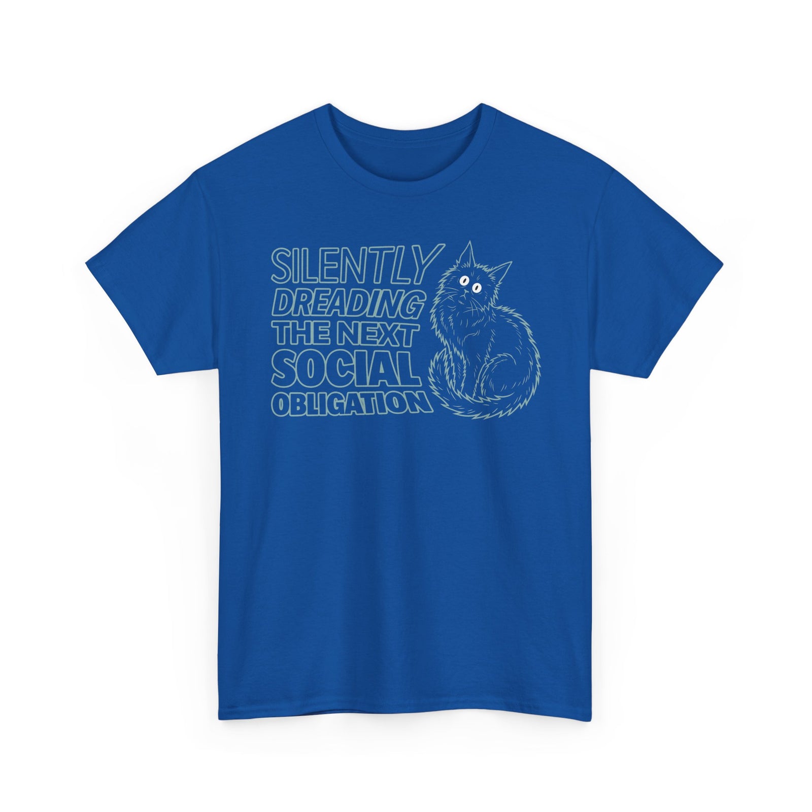 Introvert Cat T-Shirt — "Silently Dreading the Next Social Obligation"
