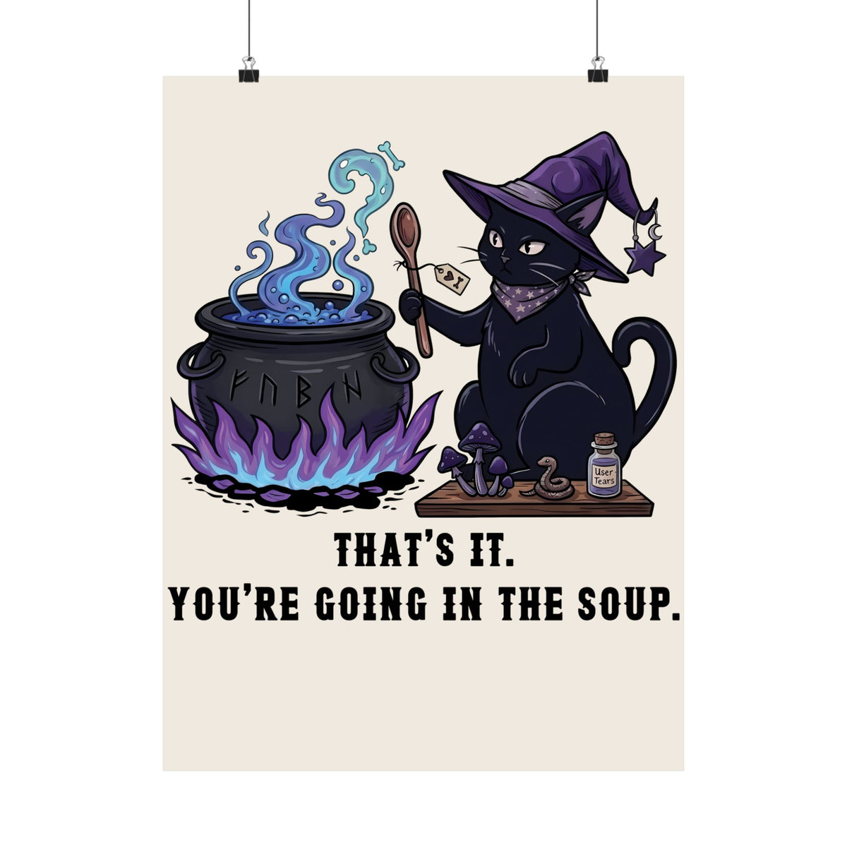 Black Cat “Purrfect Potion” Poster — Witchy Cat Graphic Poster