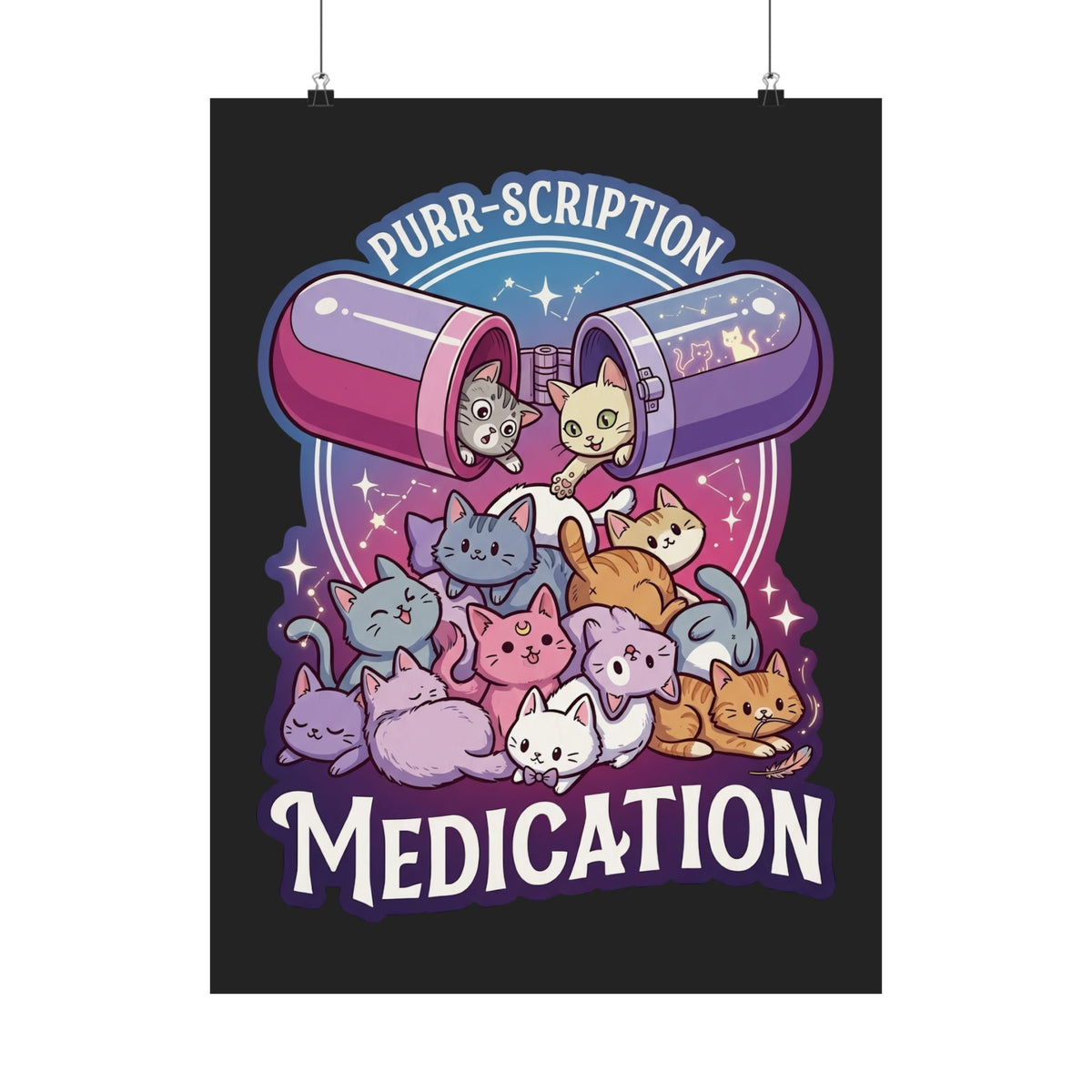 Purr‑Scription Medication Cat Poster