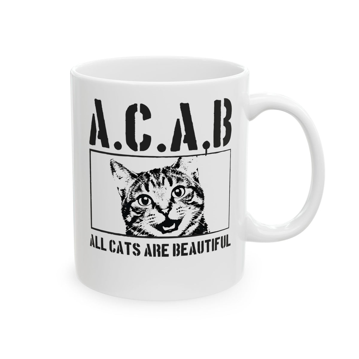 ACAB “All Cats Are Beautiful” Ceramic Mug — Cute Cat Lover Graphic Mug