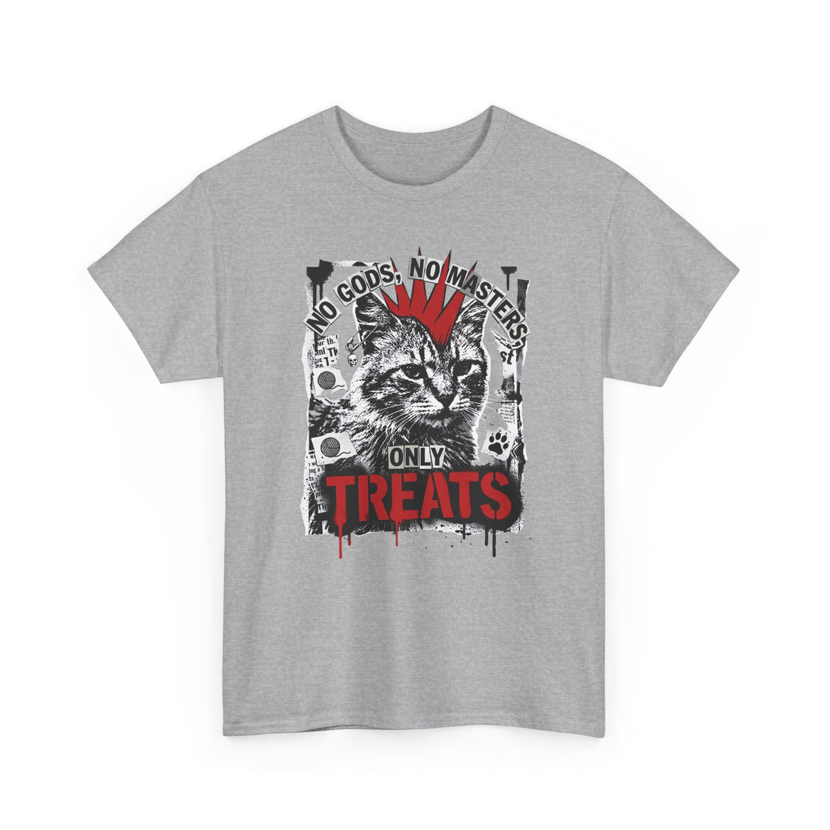 Punk Cat Tee — “No Gods No Masters, Only Treat” Graphic T-Shirt