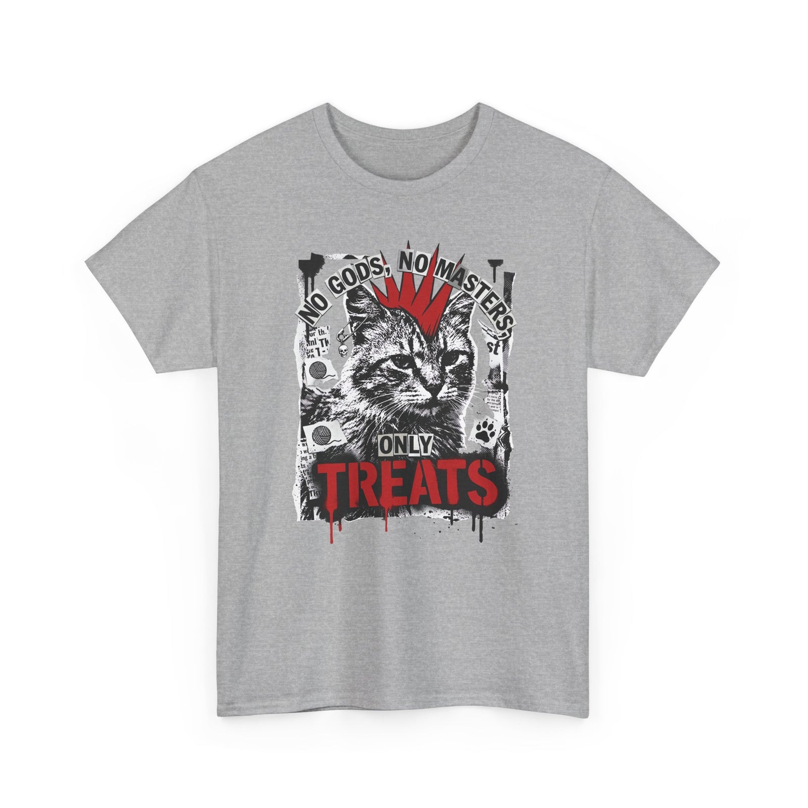 Punk Cat Tee — “No Gods No Masters, Only Treat” Graphic T-Shirt