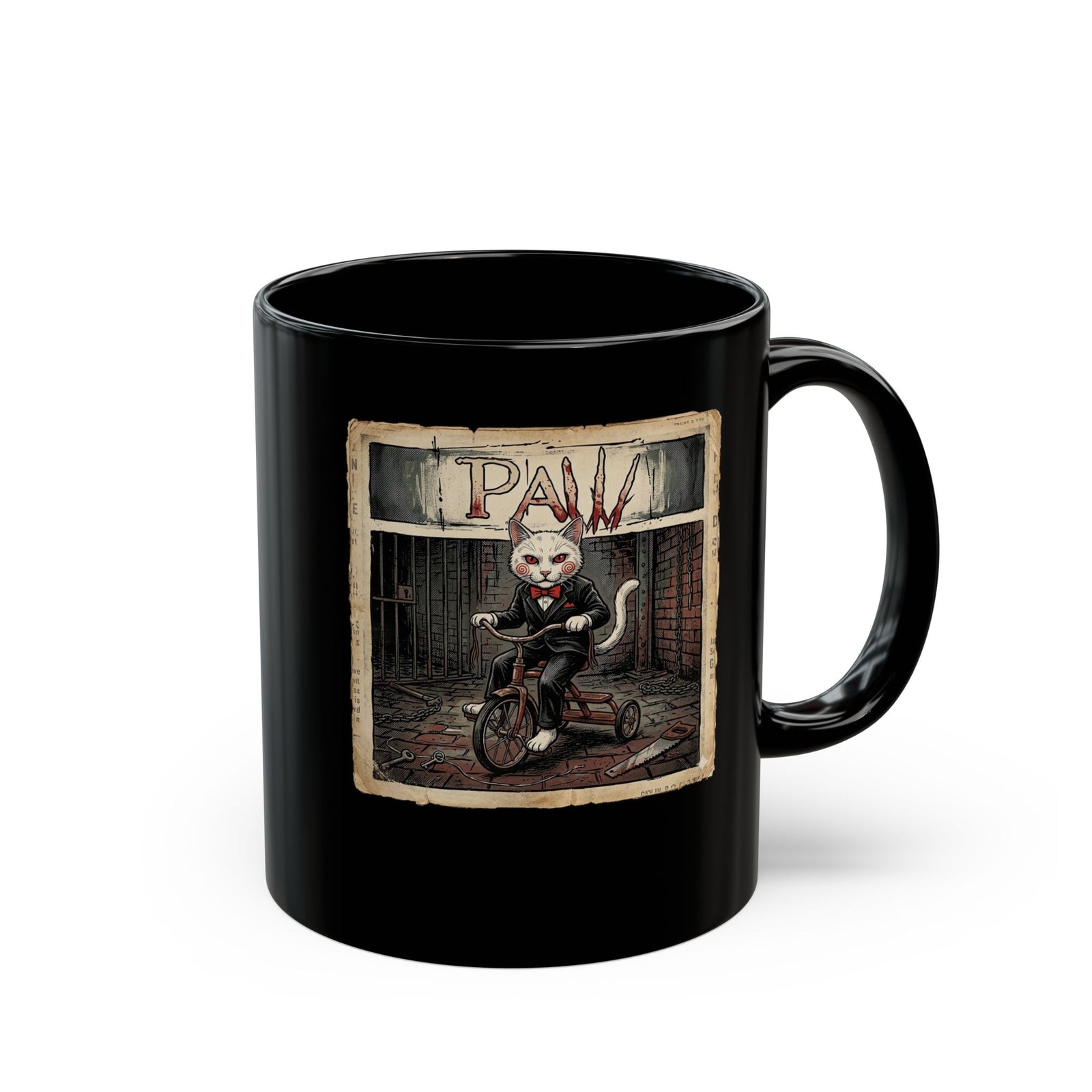 Billy the Puppet Cat Lover Black Mug