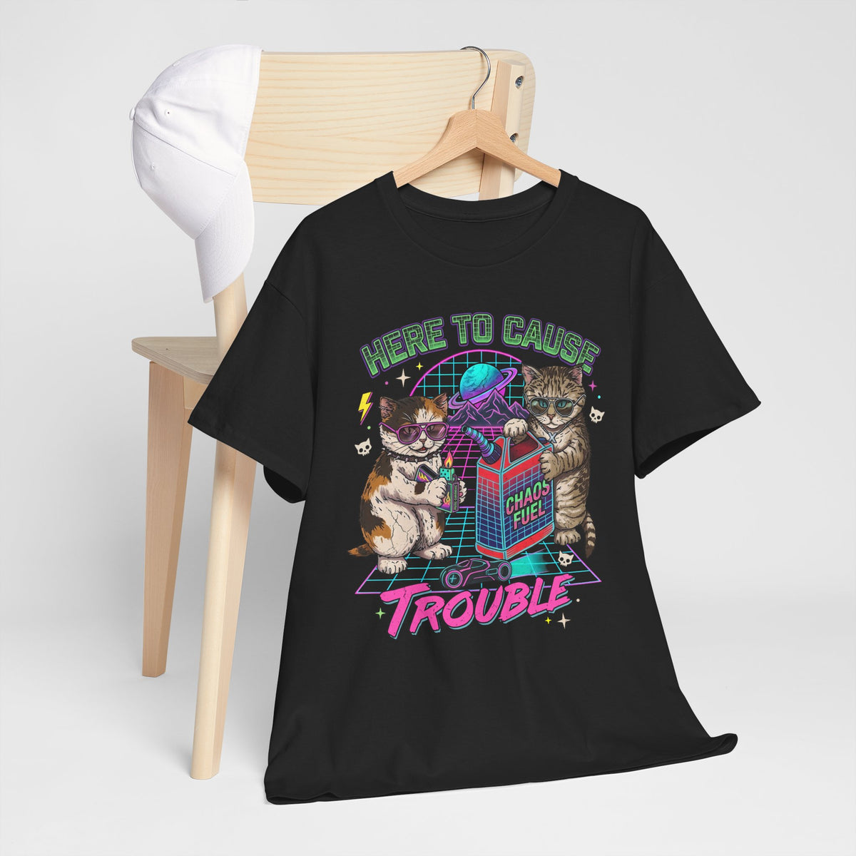 Here to Cause Trouble Naughty Cats T-Shirt