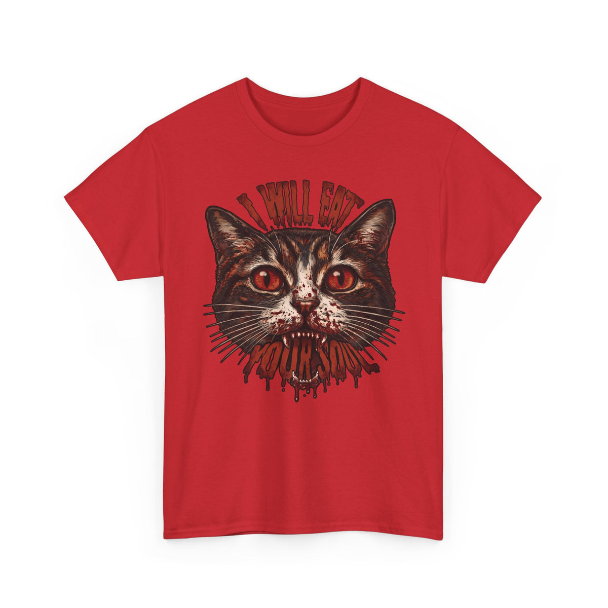 I Will Eat Your Soul T-Shirt — Horror Demon Cat Graphic Tee