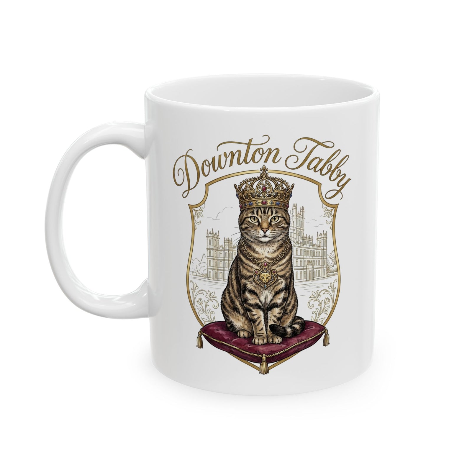 Downton Abbey Cat Parody Ceramic Mug — Funny Period Drama Cat Mug