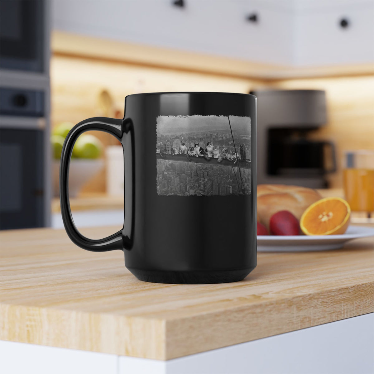 Skyscraper Cats Black Mug — Urban Cat Skyline Mug