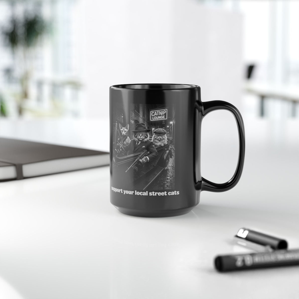 Support Your Local Street Cats T‑Mug — Retro Rescue Cat Mug