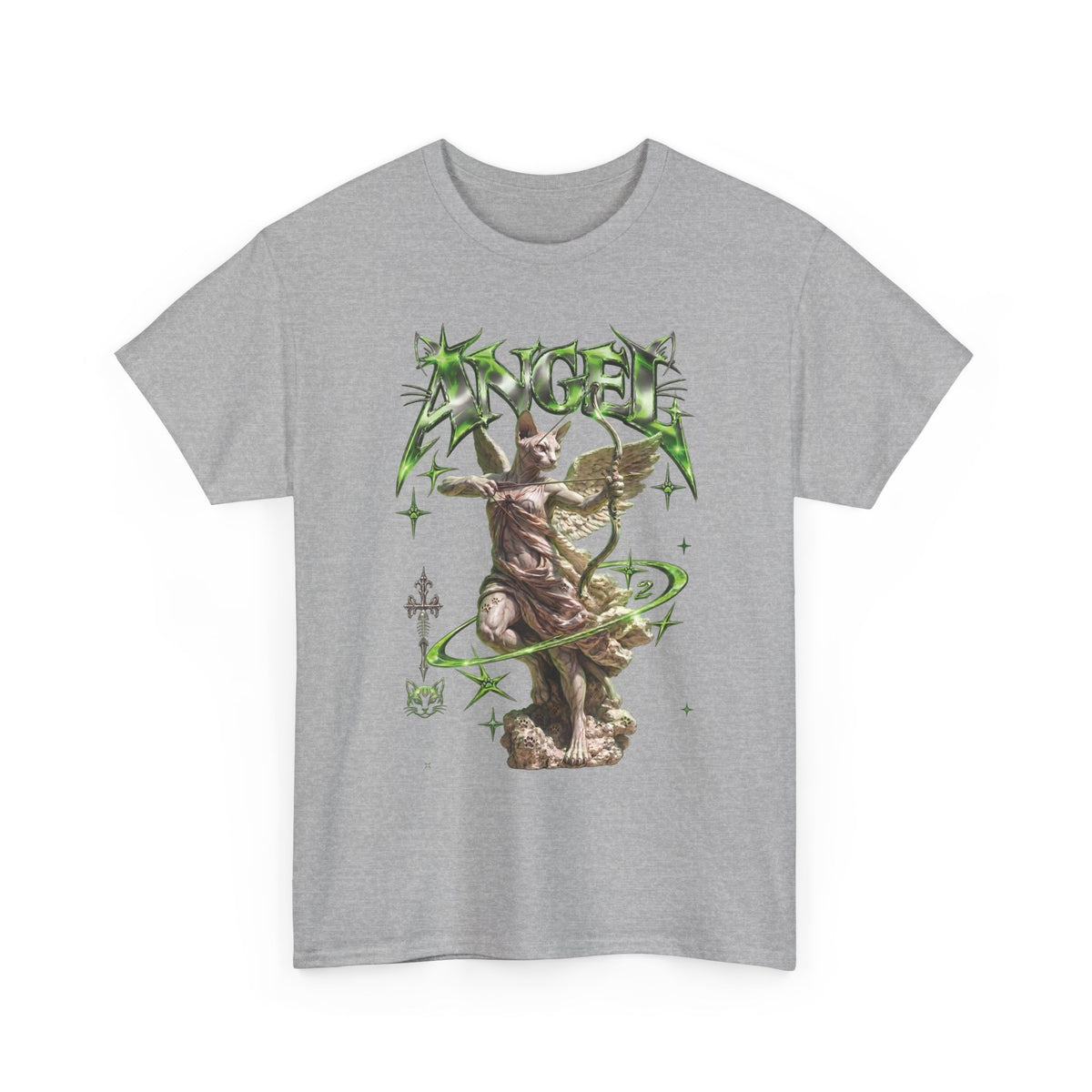 Funny Angel Hairless Sphynx Cat Shirt — Renaissance Cyber-Goth T-Shirt