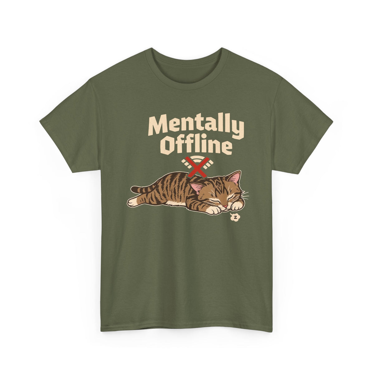 Lazy Cat 'Mentally Offline' T-Shirt