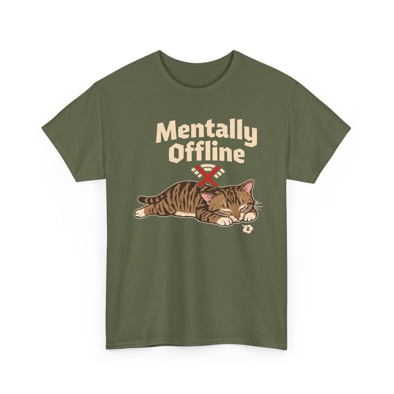 Lazy Cat 'Mentally Offline' T-Shirt