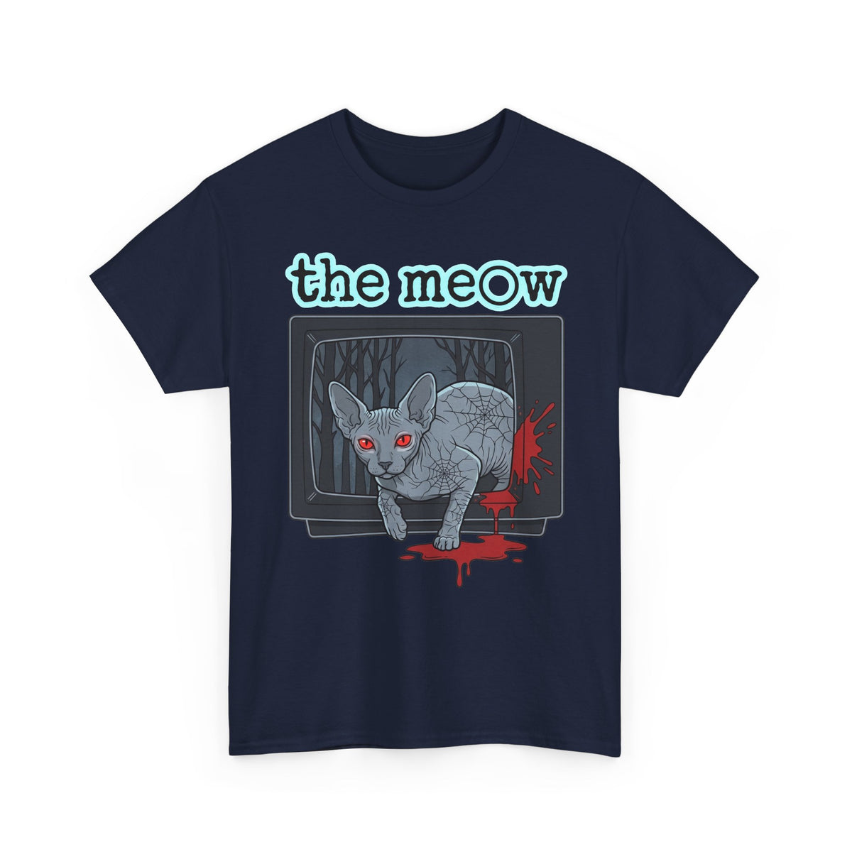 The meow Creepy Cat TV Horror T-Shirt