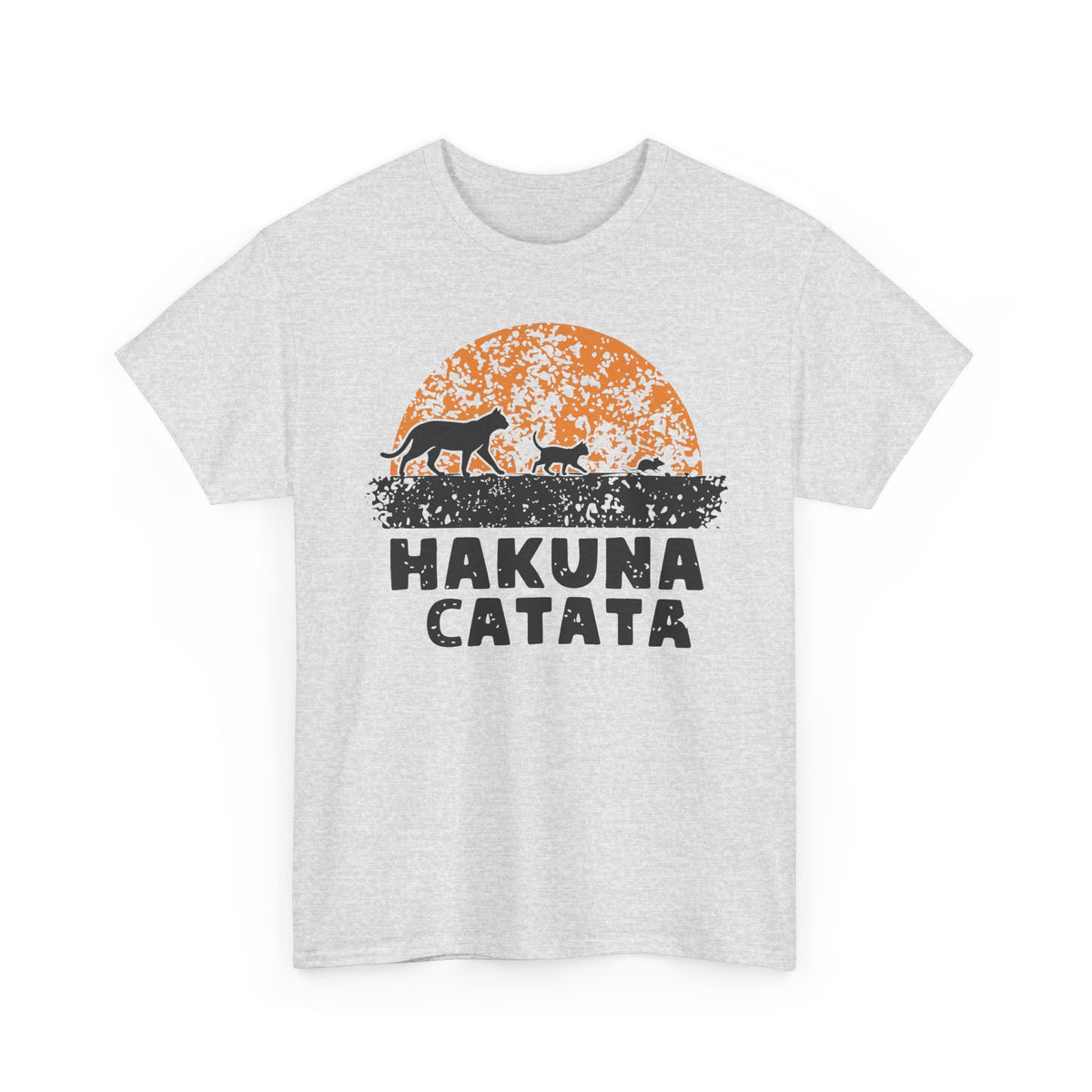 Hakuna Catata T‑Shirt — Funny Cat Rescue Tee with Sunset Silhouette