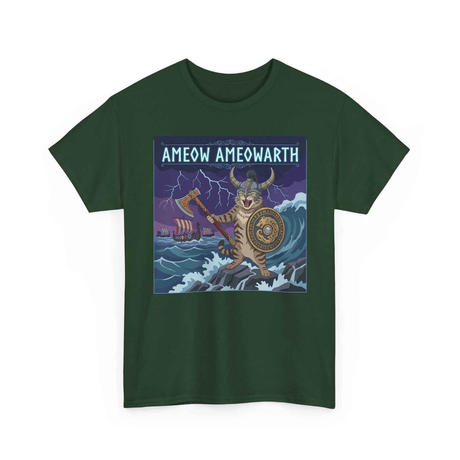 Ameow Ameowarth Cat Viking T-Shirt — Funny Viking Cat Graphic Tee