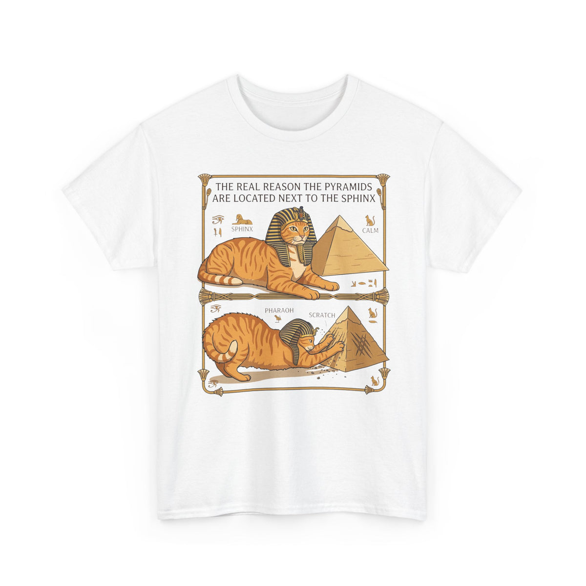 Funny Cat Pyramids Sphinx T-Shirt Ancient Egypt Scratching Design