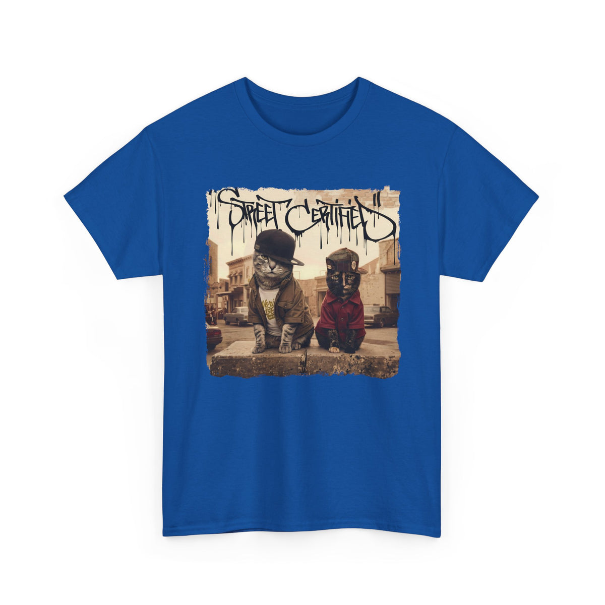 Funny Streetwear Cats "Street Certified" Retro Graphic Tee