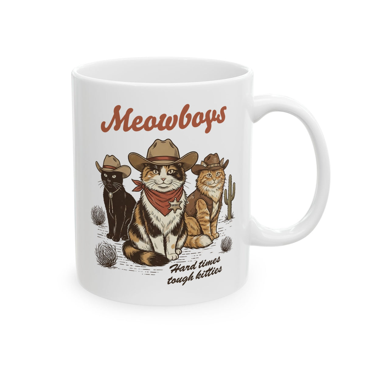 Meowboys Cat Cowboy Ceramic Mug — Funny Western Cat Mug for Cat Lovers