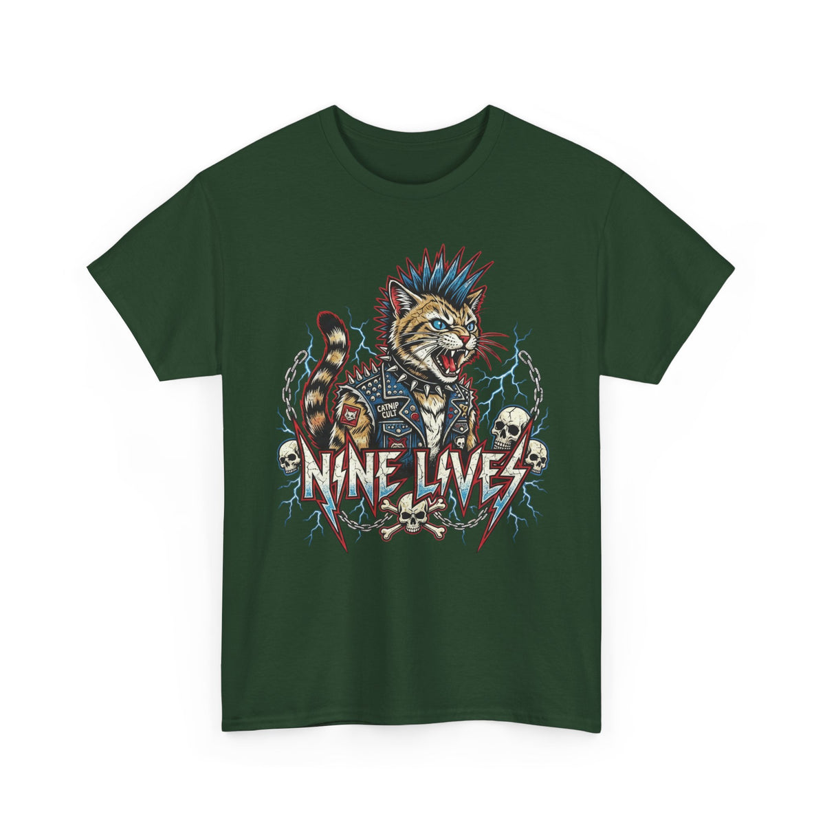 Nine Lives Cat T-Shirt — Retro Feline Graphic Tee