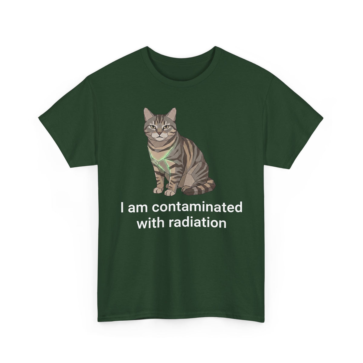 Funny Cat T-Shirt "I Am Contaminated with Radiation" Humorous Retro Radioactive Tee