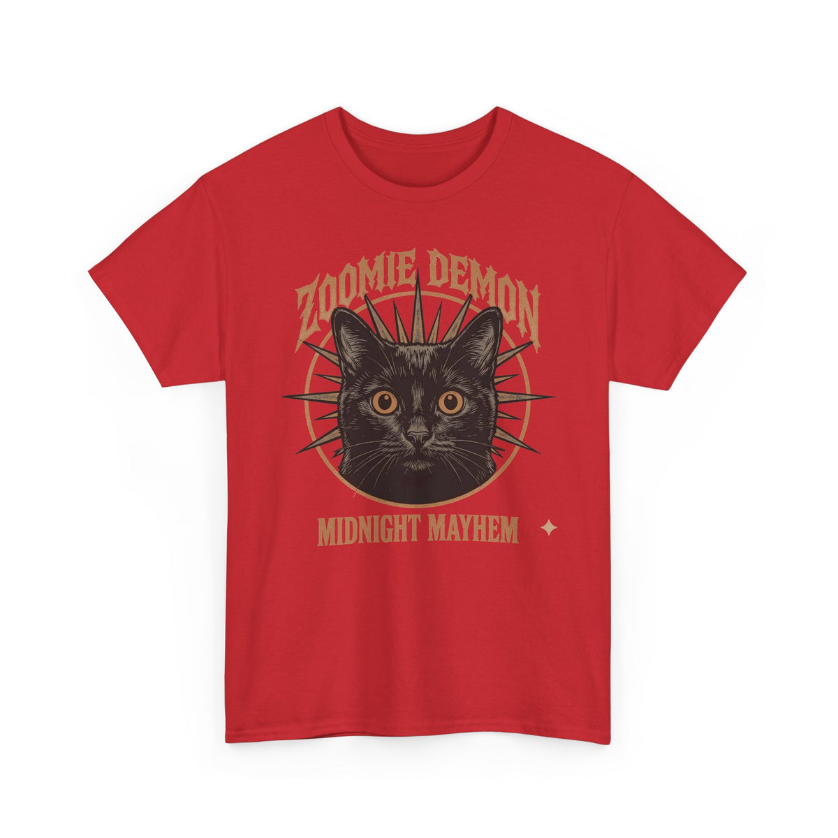 Zoomie Demon Cat T-Shirt — "Midnight Mayhem" Gothic Vintage Band Tee